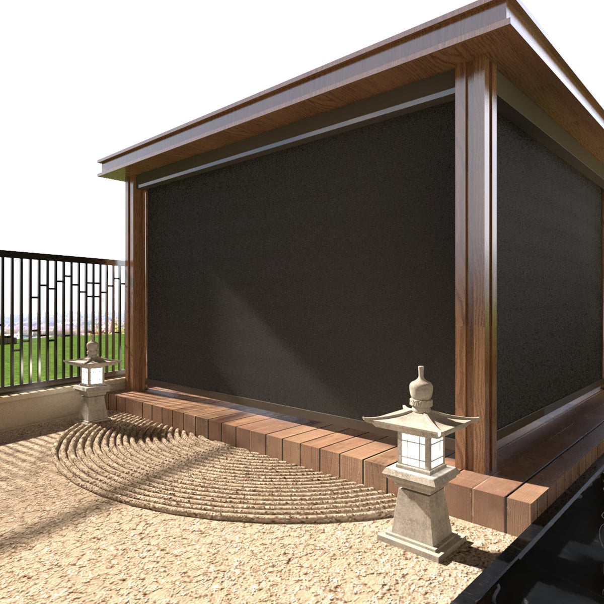 Outdoor Windproof RollerShade Wire Guide FixationCustom