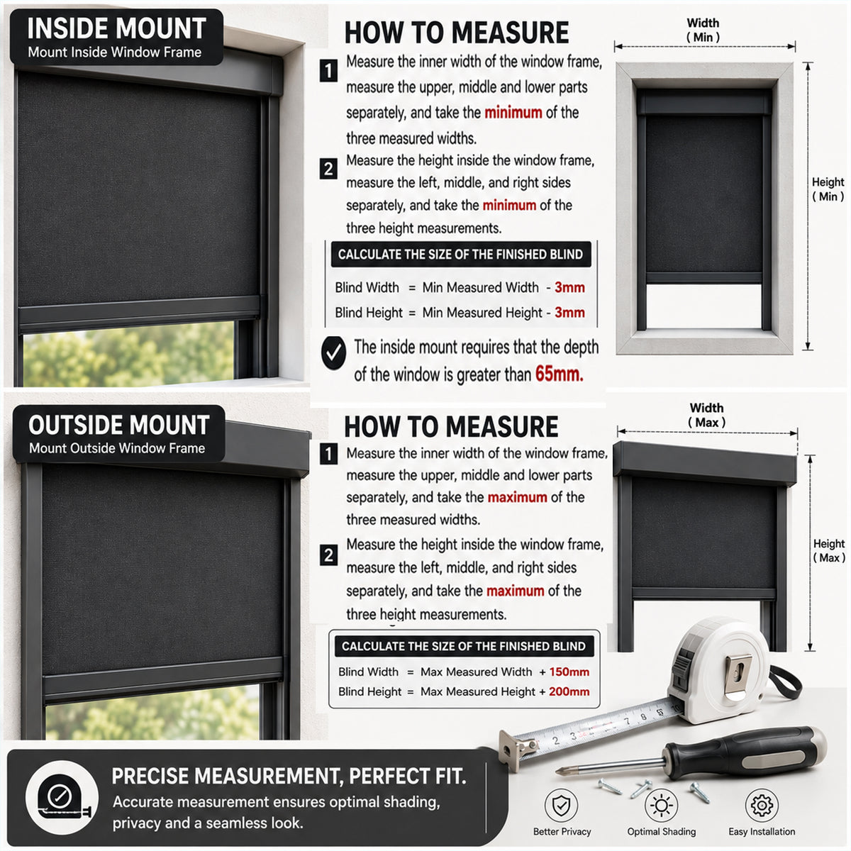 BLOSUN Motorized Outdoor Roller Shades for Patio Roll Up Outdoor Blinds 2-24 FT Wifi - BLOSUN