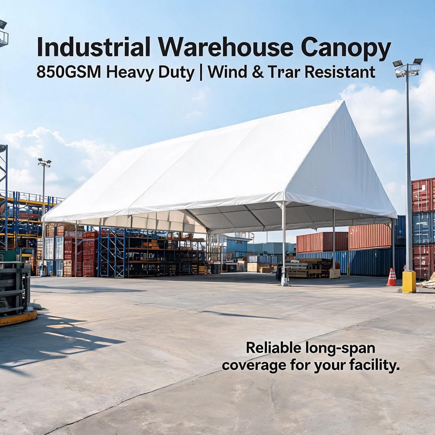 Superior Tent Membrane Fabric Roll – 850G 3000N Heavy Duty PVC Coated Canvas – B1 Flame Retardant, UV & Waterproof, Self-Cleaning – 50M/100M Bulk Roll for Commercial Awnings, Truck Curtains & Event Tents