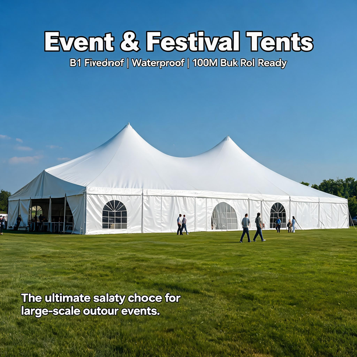 Superior Tent Membrane Fabric Roll – 850G 3000N Heavy Duty PVC Coated Canvas – B1 Flame Retardant, UV & Waterproof, Self-Cleaning – 50M/100M Bulk Roll for Commercial Awnings, Truck Curtains & Event Tents
