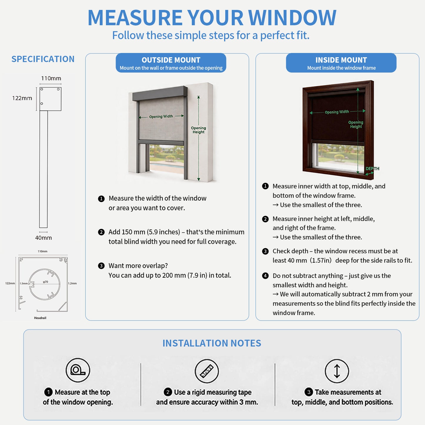 Custom Plug-In Smart Motorized Outdoor Blackout Shades for Porch & Windows, with Side Guide Rails, Adjustable Light Filtering to Total Blackout, Aluminum Frame, up to 275"W
